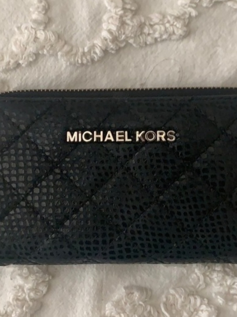 Michael Kors Black Quilted Logo Zip Around Wallet